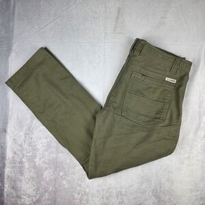 LIVSN Flex Canvas Pant Mens 36x30L Gree Outdoor Utility Hike Camp Travel Roll Up